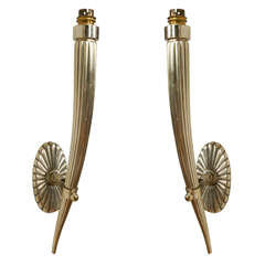 Nice Pair of 1930s Sconces in the Style of Jacques Emile Ruhlmann