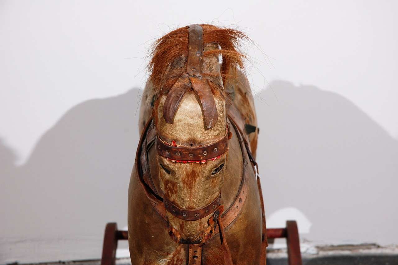 Continental Leather and Horse Hair Rocking Horse For Sale 3