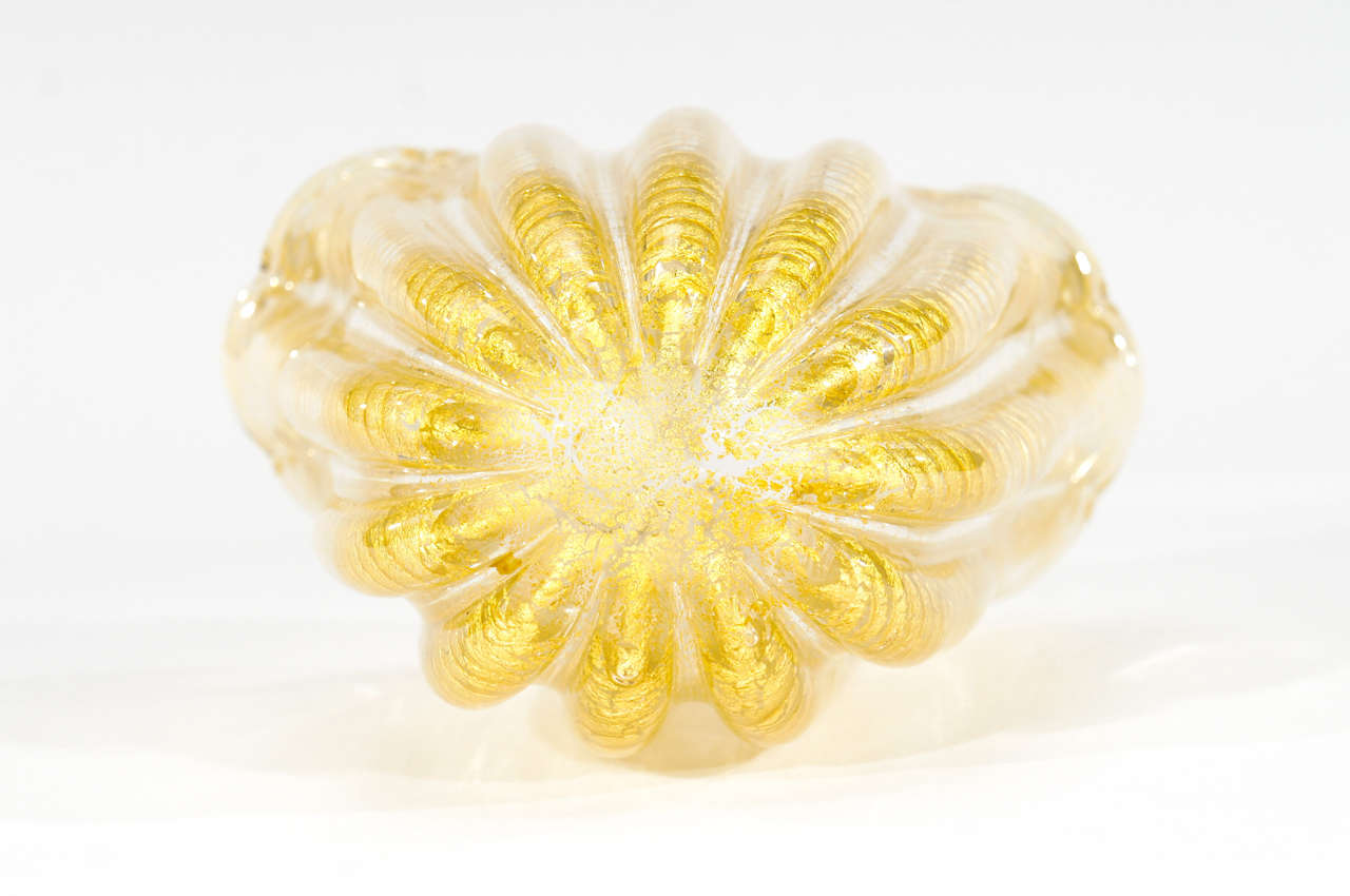 Barovier And Toso Murano Large Gold Leaf 