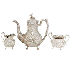 3 Piece Steiff Repousse Sterling Silver Coffee Service