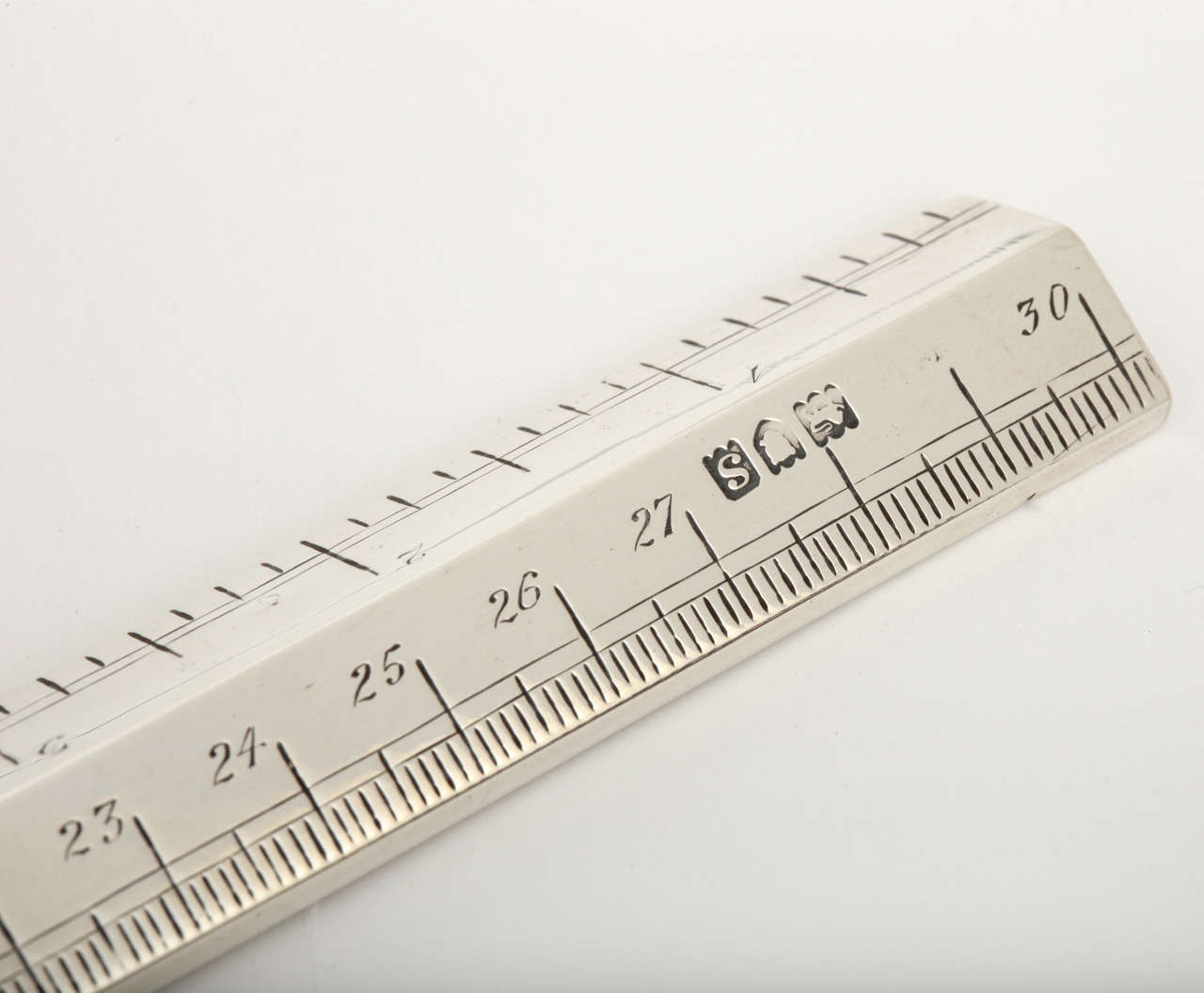 English Sterling Silver Draftsman's Ruler with Handle 1