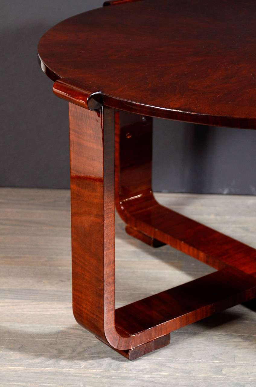 French Art Deco Cocktail or Gueridon Table in Bookmatched Exotic Burled Walnut
