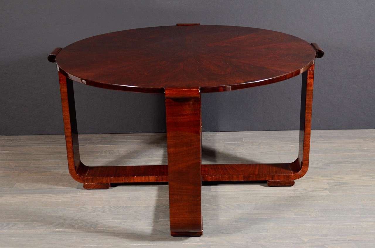 Art Deco Cocktail or Gueridon Table in Bookmatched Exotic Burled Walnut 2