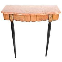 Art Deco Exotic Marble Top Console Table In The Manner of Ruhlmann 1