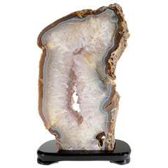 Brown Agate Mineral Geode with Amethyst Crystals.