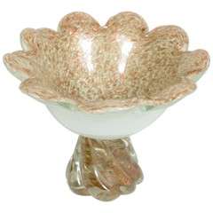 Spectacular Murano Glass Bowl with 24K Gold Flecks