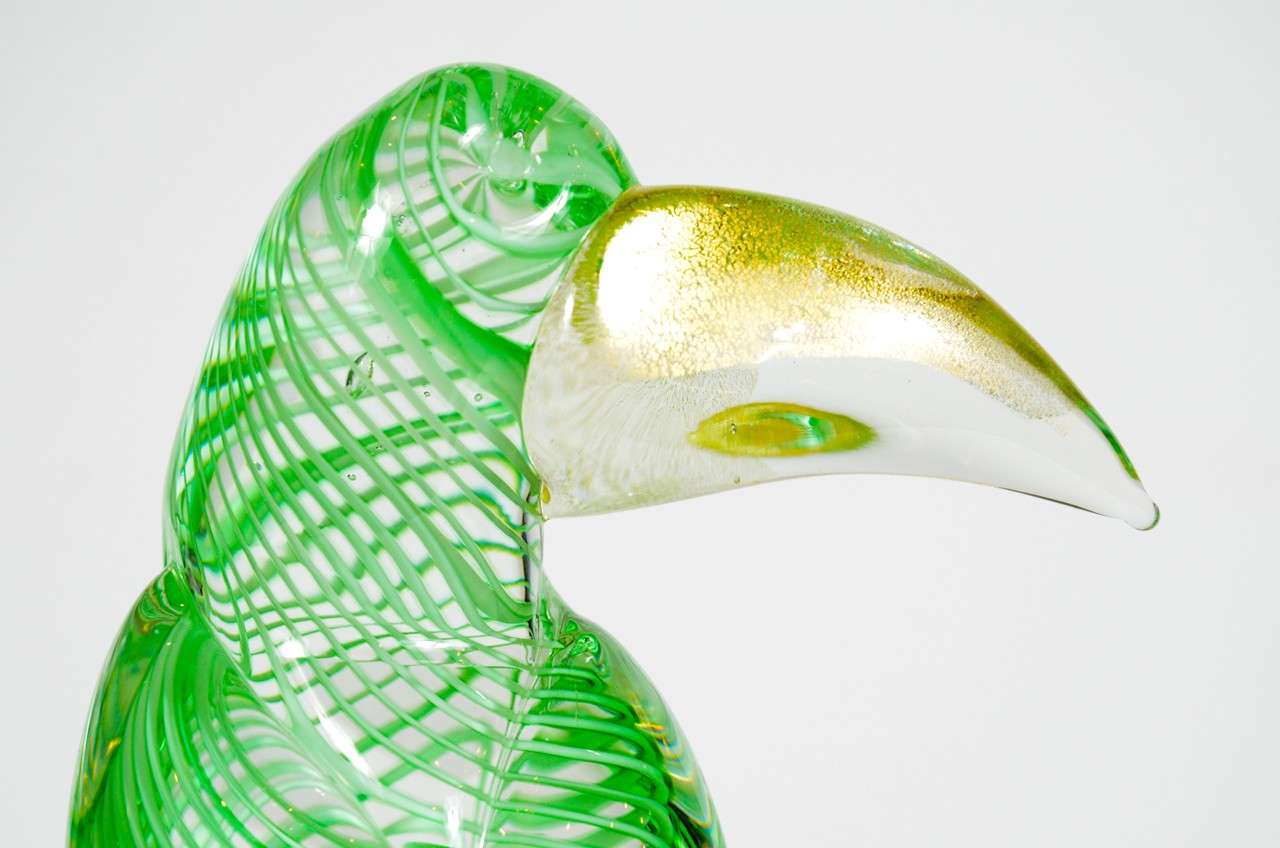 Spectacular Hand Blown Murano Glass Bird with 24K Gold Flecks 2