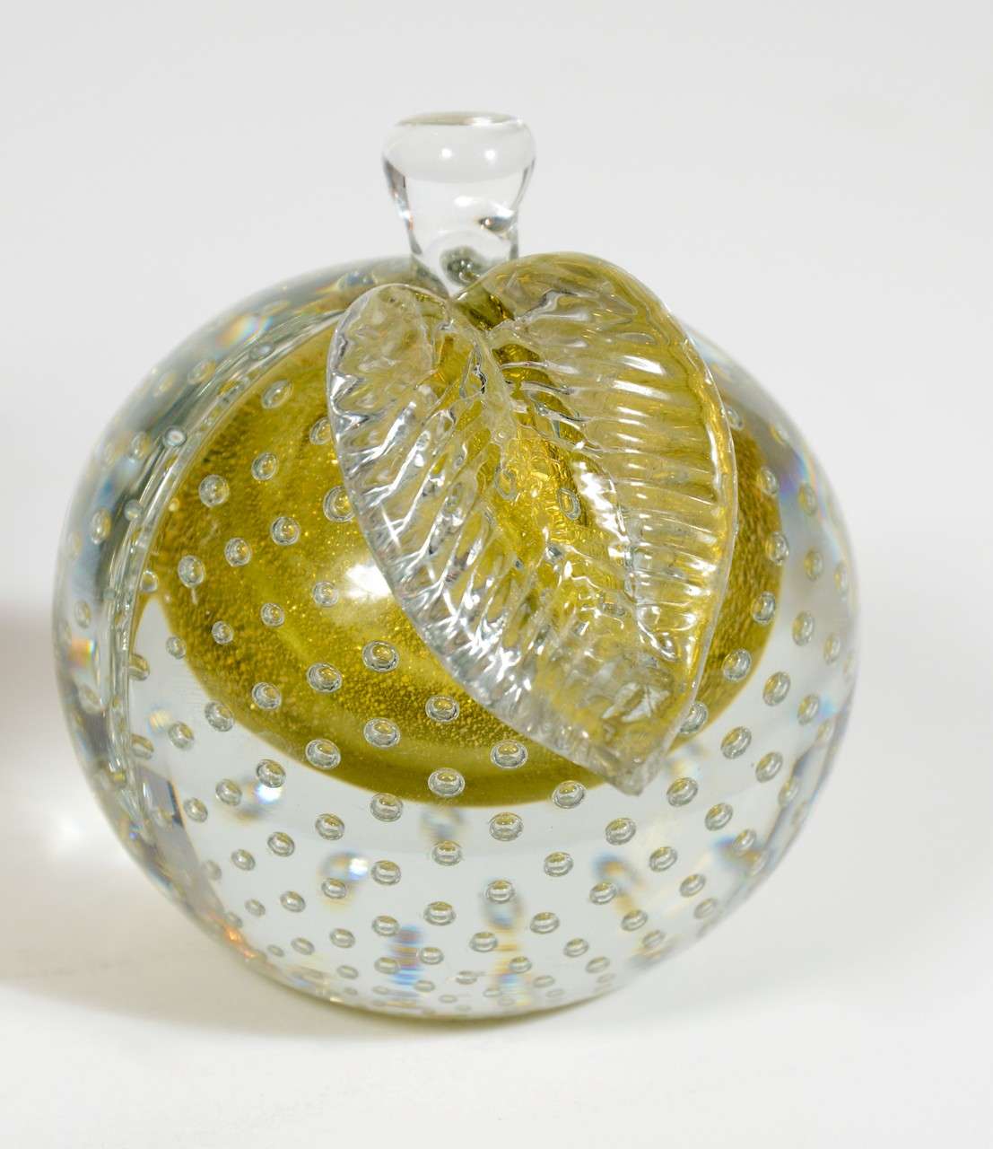 Italian Gorgeous set of Hand Blown Murano Glass Pear and Apple by Barbini