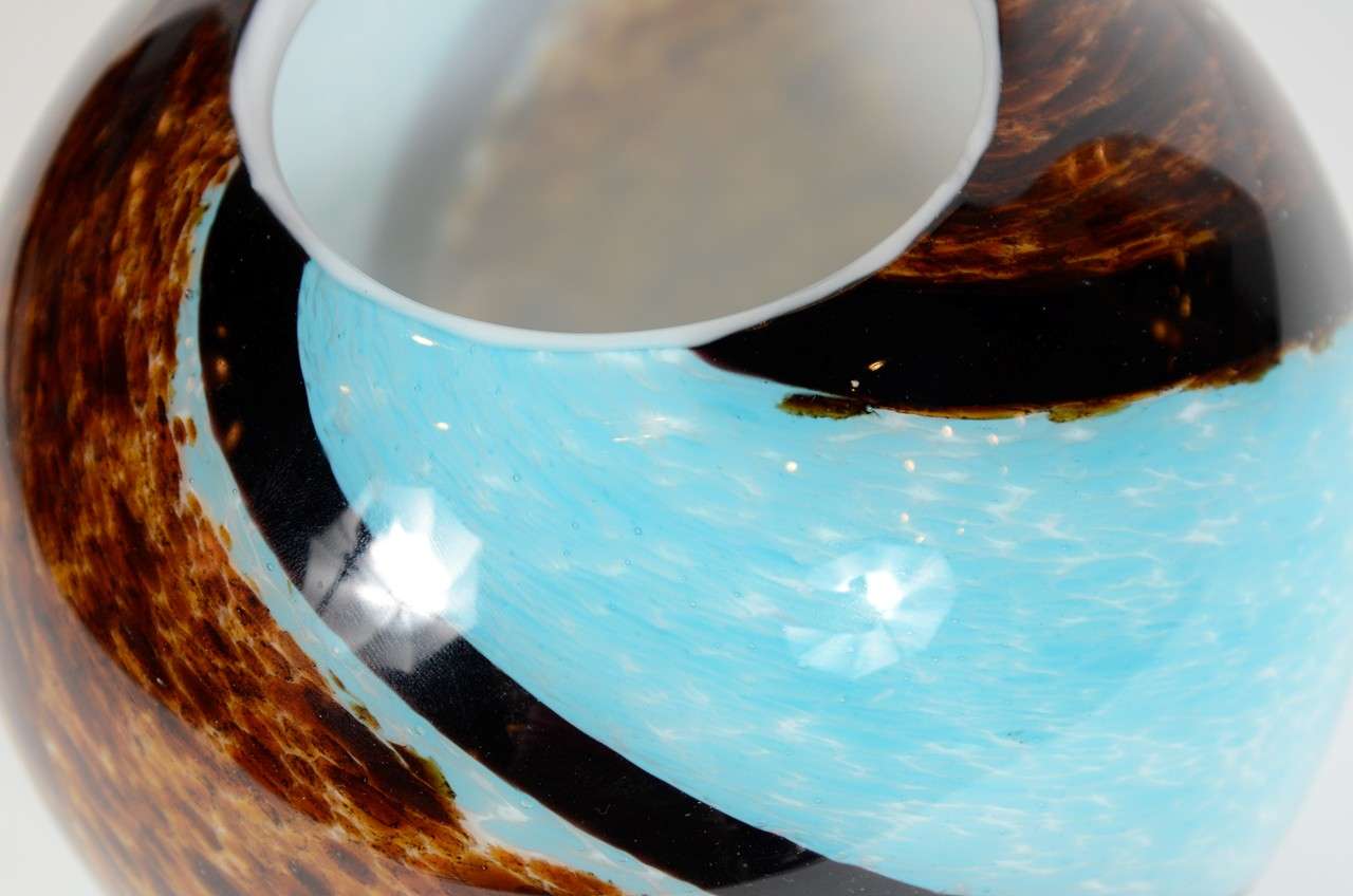 20th Century Mid-Century Spiral Hand Blown Murano Glass Round Vase