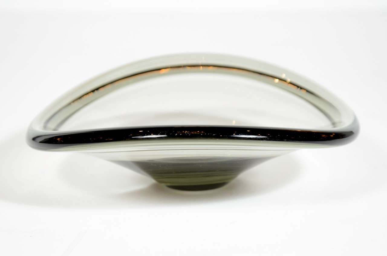 20th Century Modernist Smoked Art Glass Bowl by Holmgaard