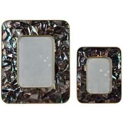 Pair of Modernist Mother of Pearl Frames mounted in Ovoid Brass