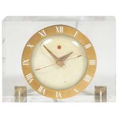 Vintage Modernist Lucite and Brass Clock by Telechron