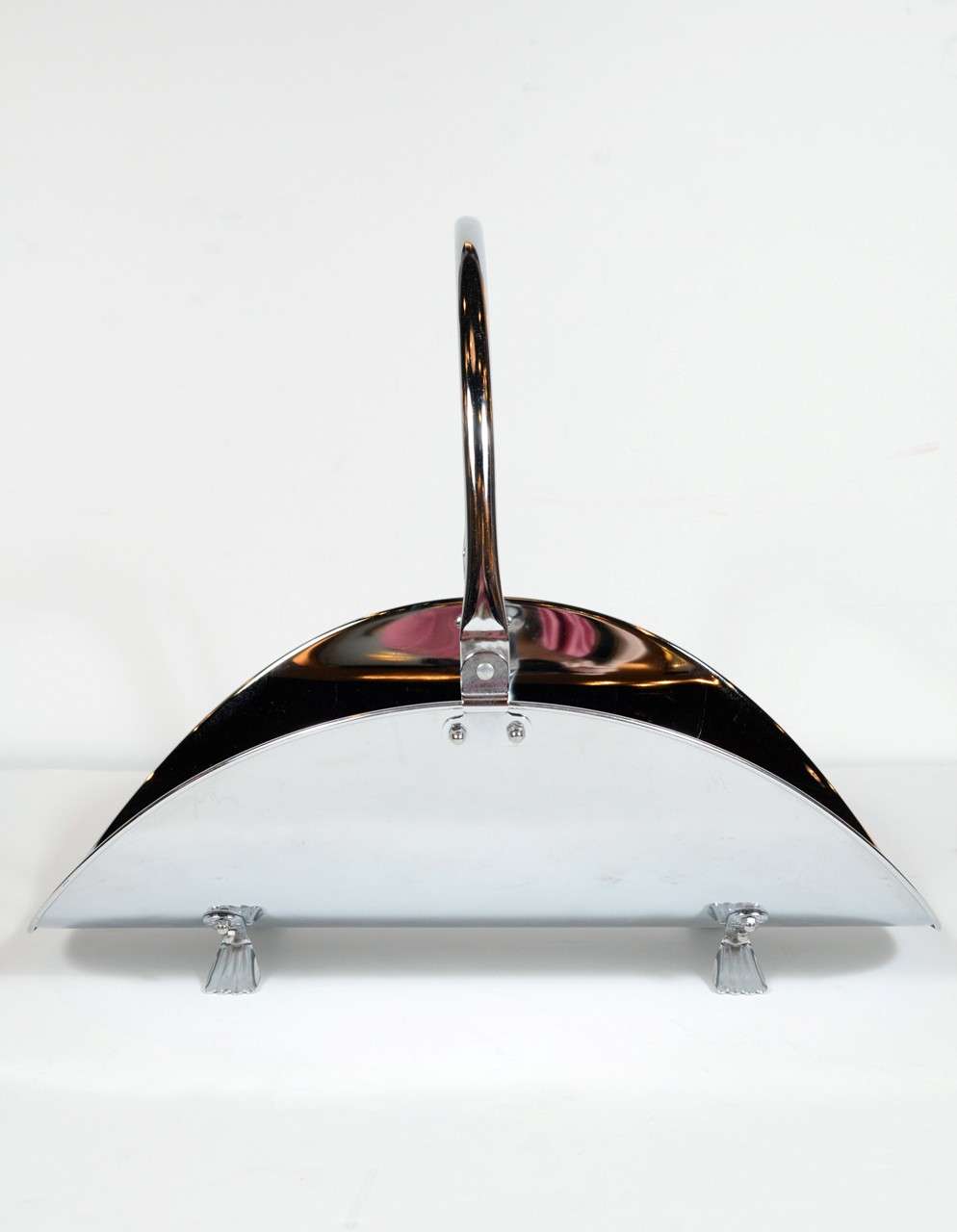 Modernist  Chrome Log Holder In Excellent Condition In New York, NY
