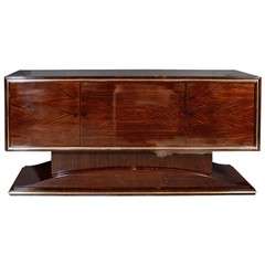 Spectacular Art Deco Inlaid Zebra  Wood Sideboard with Bronze Detailing