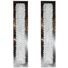 Vintage Pair of Murano Glass Icicle Sconces with Chrome Fittings