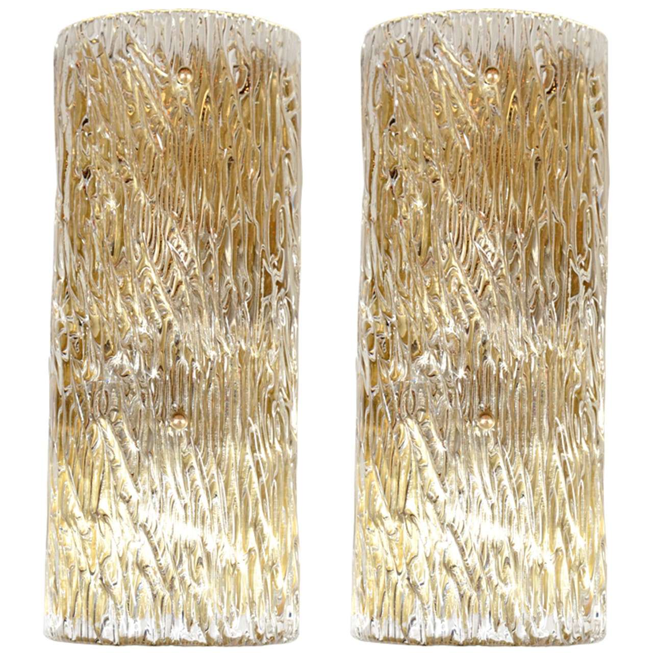 Set of Four Modernist Textured Murano Glass Sconces by Venini