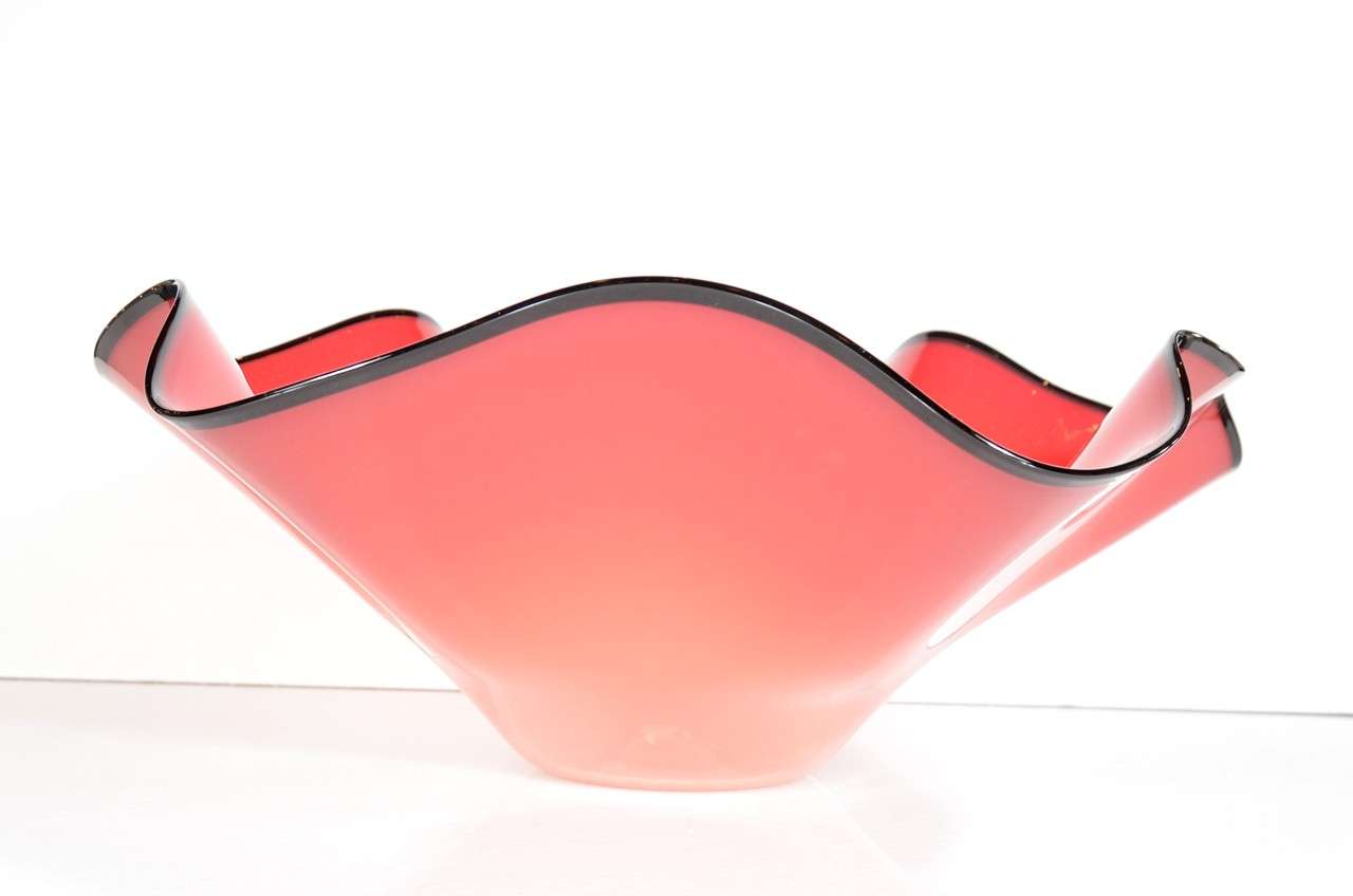 Large Art Glass Bowl in the manner of Chihuly at 1stDibs