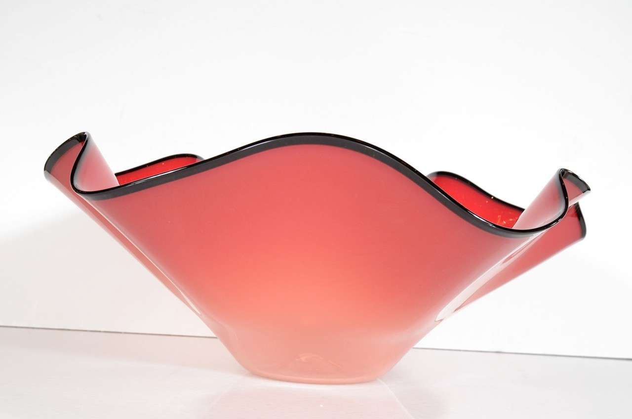 American Large Art Glass Bowl in the manner of Chihuly