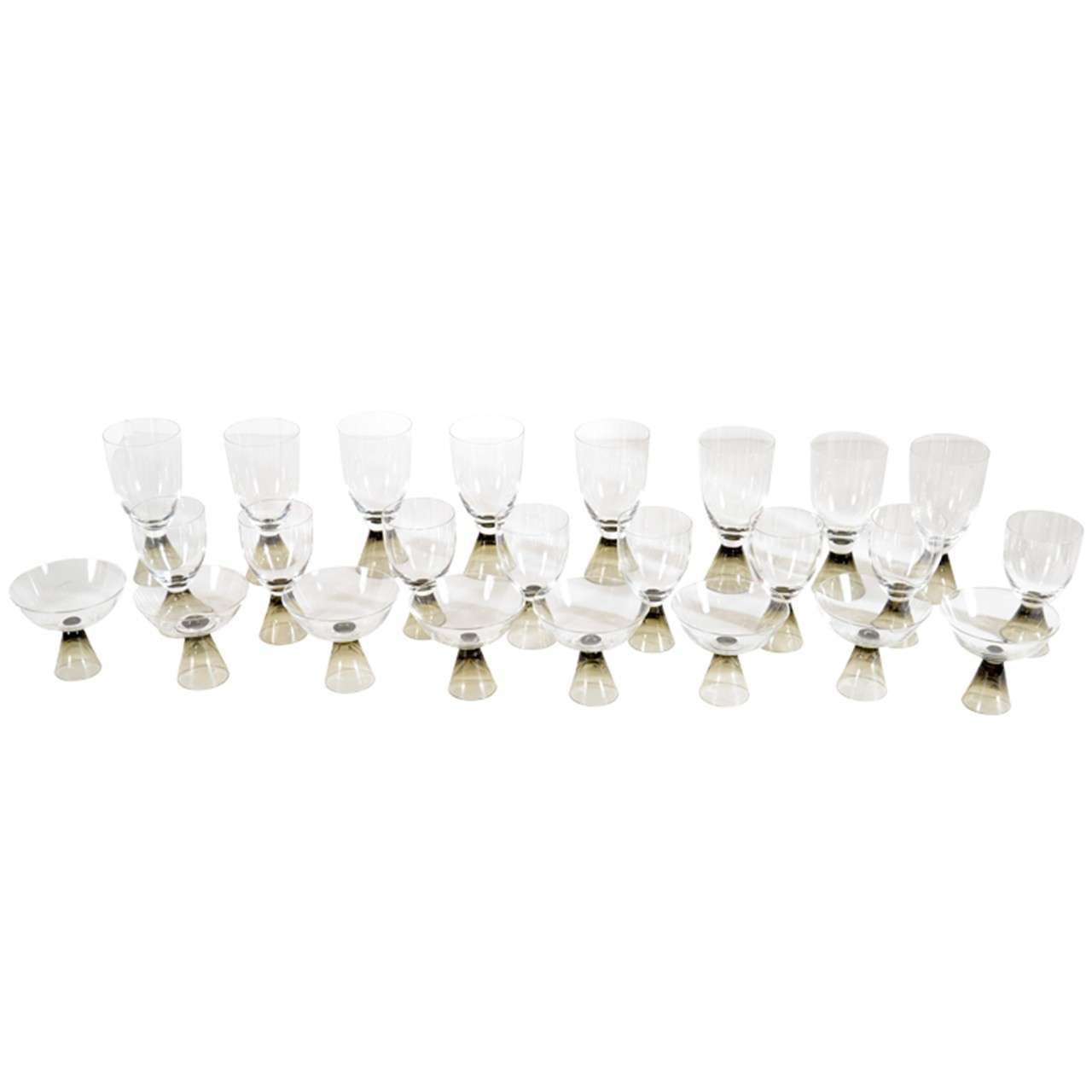 Chic MidCentury Set of Rosenthal Smoked Crystal Stemware at 1stDibs