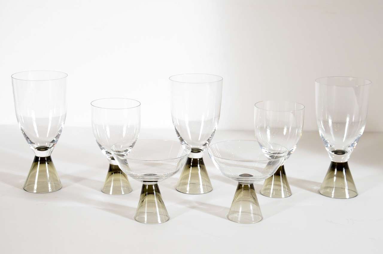 Chic MidCentury Set of Rosenthal Smoked Crystal Stemware at 1stDibs