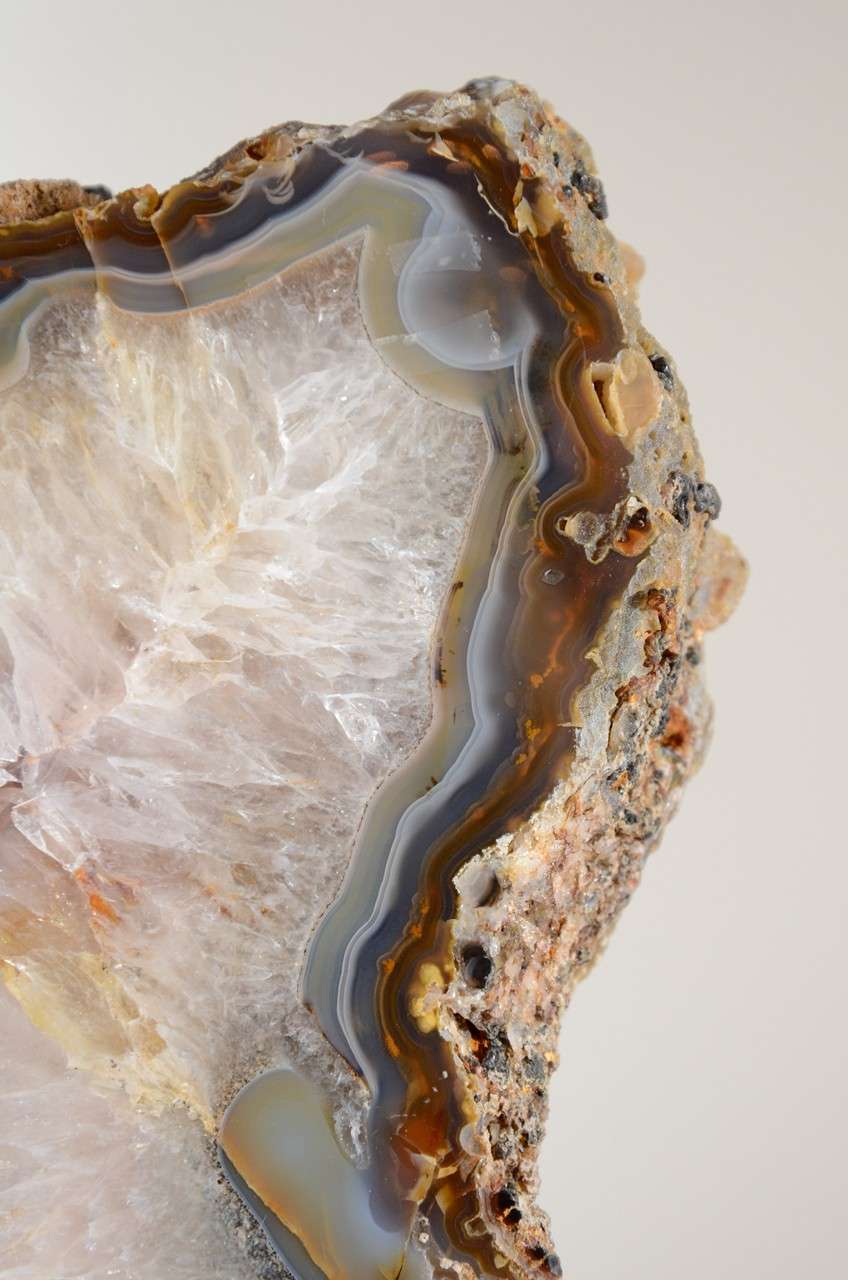 Brown Agate Mineral Geode with Amethyst Crystals. at 1stDibs