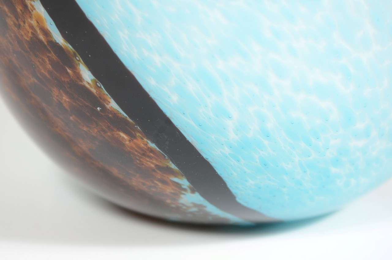 MidCentury Spiral Hand Blown Murano Glass Round Vase at 1stDibs