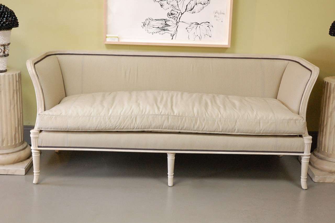 Italian Sofa Upholstered in Suzanne Rheinstein's Hollyhock City Stripe Fabric