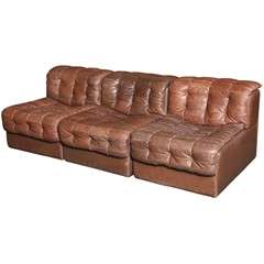 3-Seater Tufted Leather Sofa by de Sede