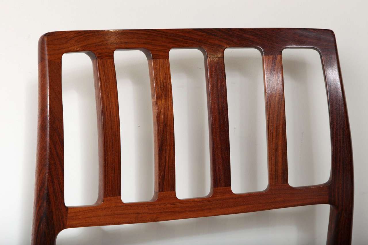 Mid-20th Century Set of 6 No. 83 Danish Vintage Rosewood Dining Chairs by Niels Moller