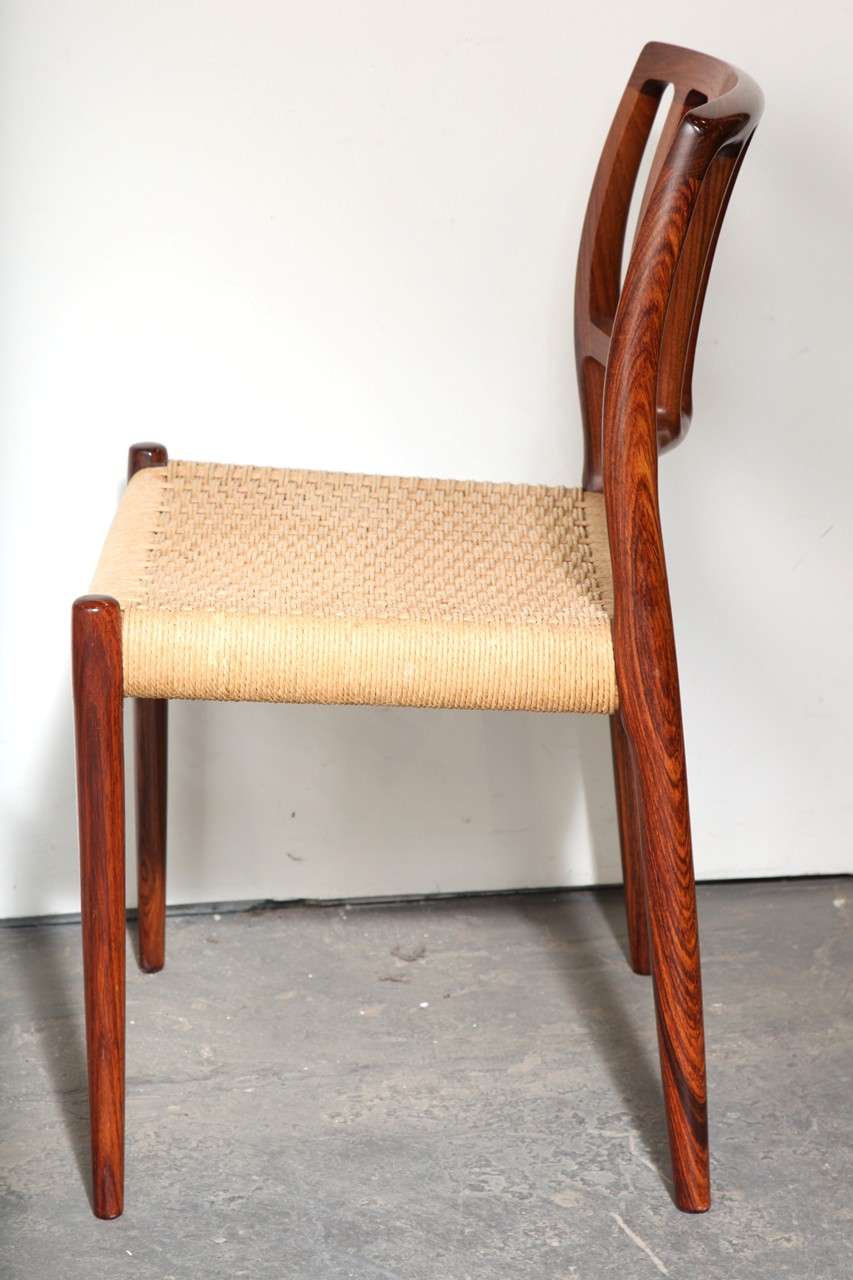 Set of 6 No. 83 Danish Vintage Rosewood Dining Chairs by Niels Moller 4