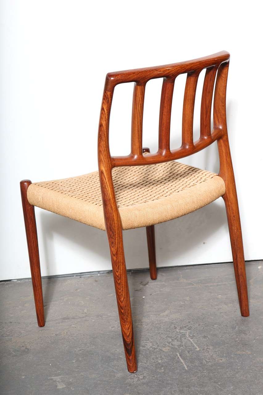 Set of 6 No. 83 Danish Vintage Rosewood Dining Chairs by Niels Moller 5