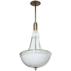 Mid-20th C. Teardrop Shaped and Frosted Glass Chandelier