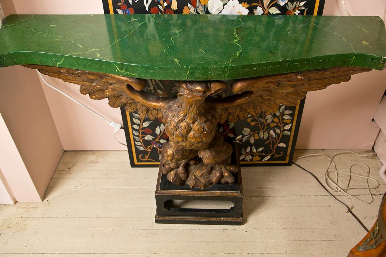 Unknown Faux Marble Top Eagle Console For Sale