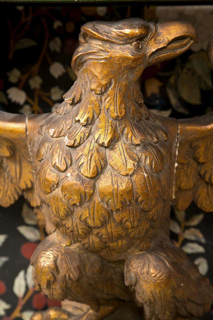 Gilt Faux Marble Top Eagle Console For Sale