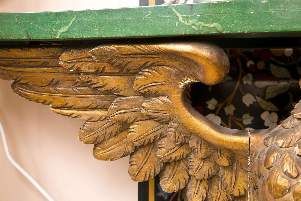 Faux Marble Top Eagle Console In Good Condition For Sale In Woodbury, CT