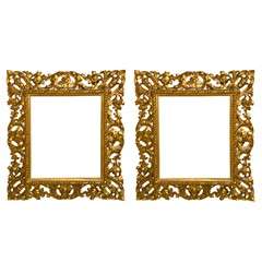 Antique Pair of Italian Carved Gilt Wood Frames