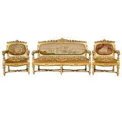 Louis XVI Style   3  Piece Gilded Salon Set