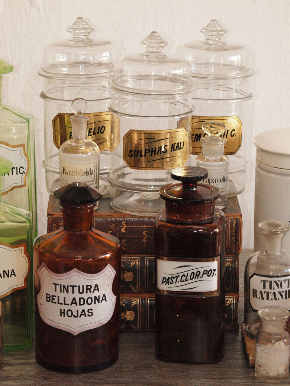 Glass Collection of Apothecary Bottles and Jars, circa 1900