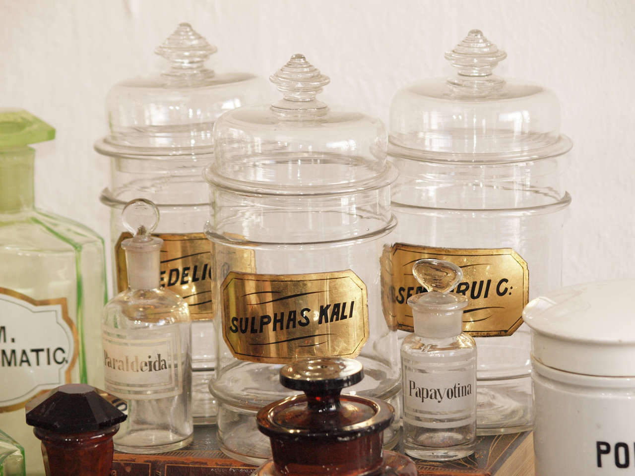 Collection of Apothecary Bottles and Jars, circa 1900 4