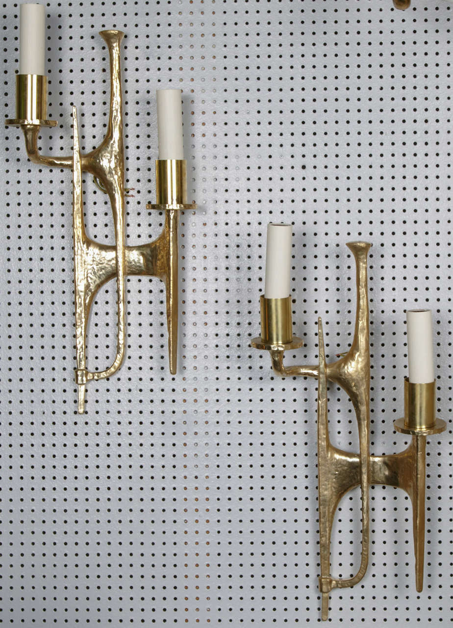 Pair of 1960's bronze sconces attributed to Felix Agostini
