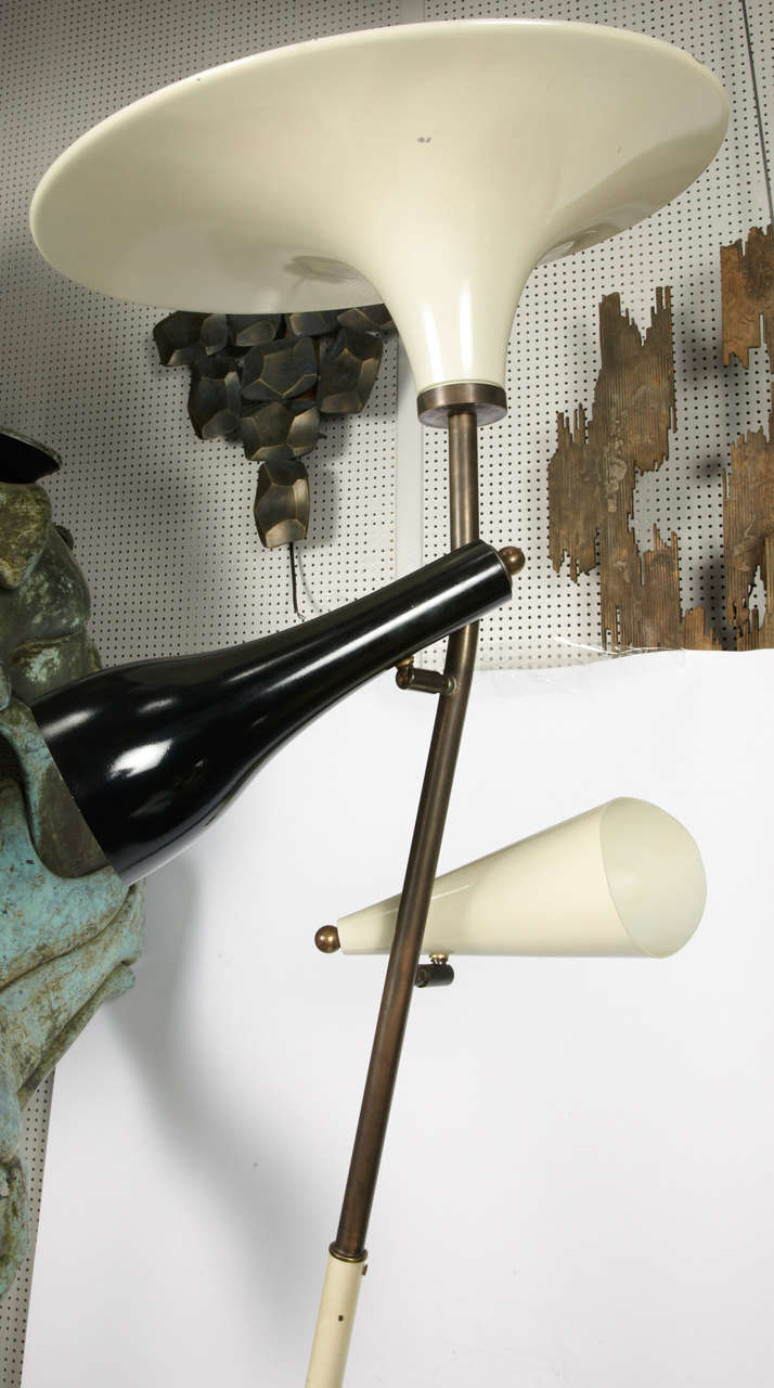 Metal Rare 1950s Floor Lamp in the Style of Stilnovo For Sale