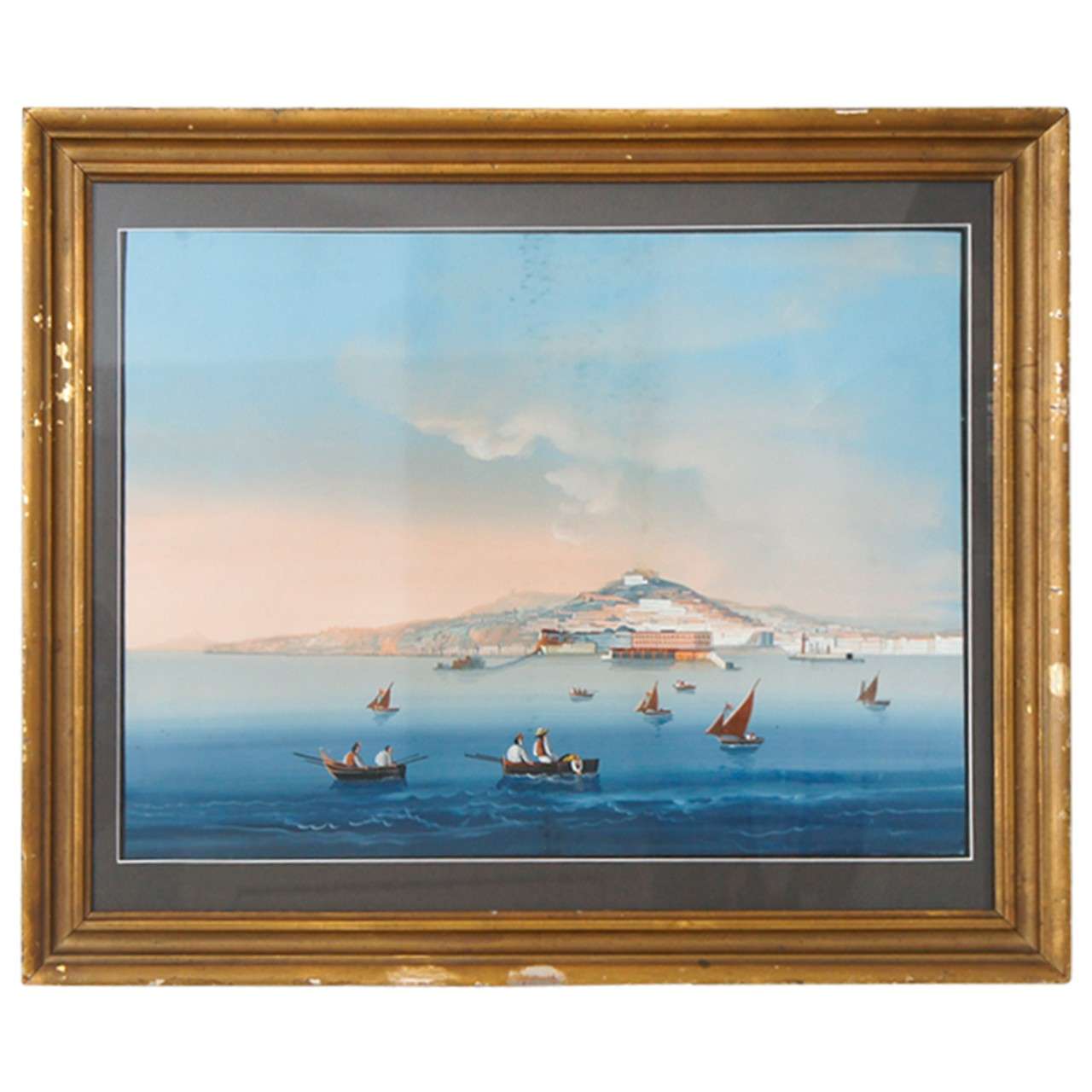 19th Century Grand Tour Gouache of Capri For Sale
