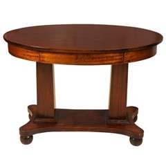 Empire Mahogany Pillar and Scroll Table with One Drawer 2