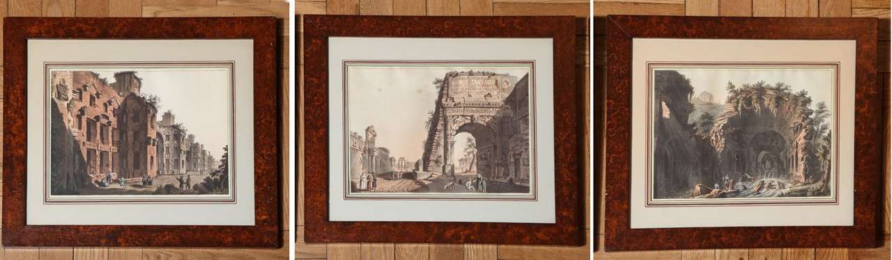 A Set of Three Engravings of Scenes in Rome