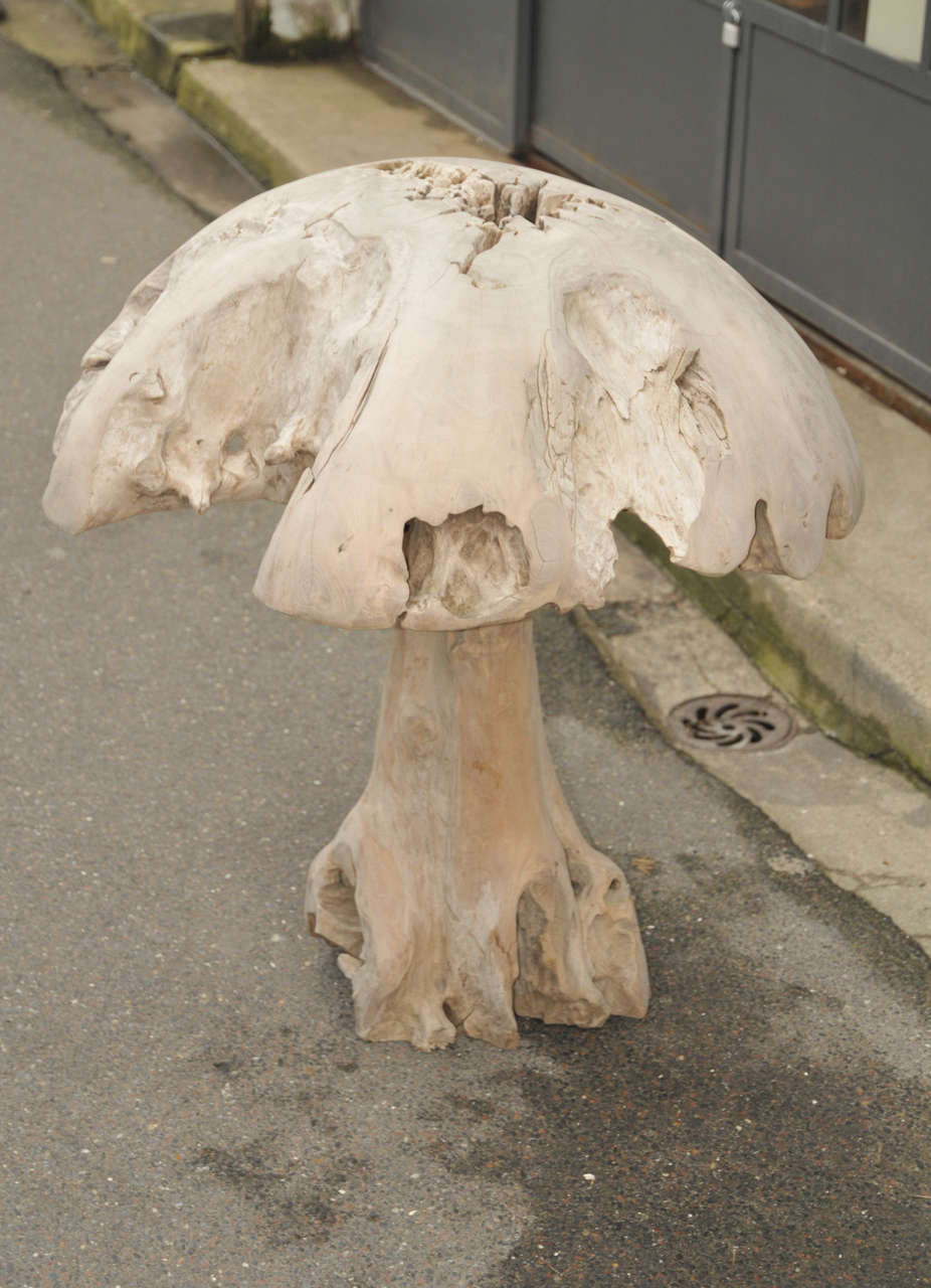 1970s carved teak wood mushroom.