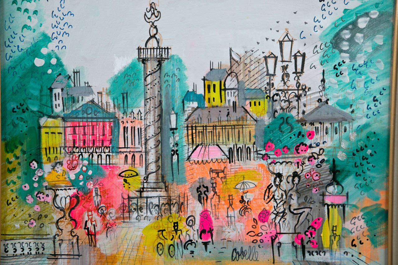Charles Cobelle Oil Painting of Paris Street Scene
