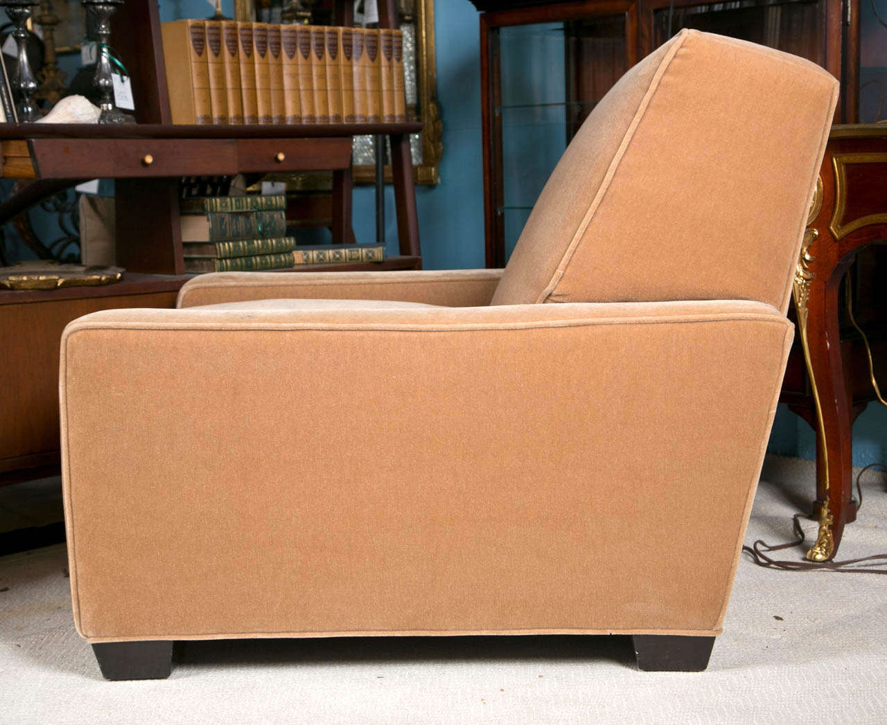 Mid-20th Century Art Deco Style Mohair Club Chair For Sale