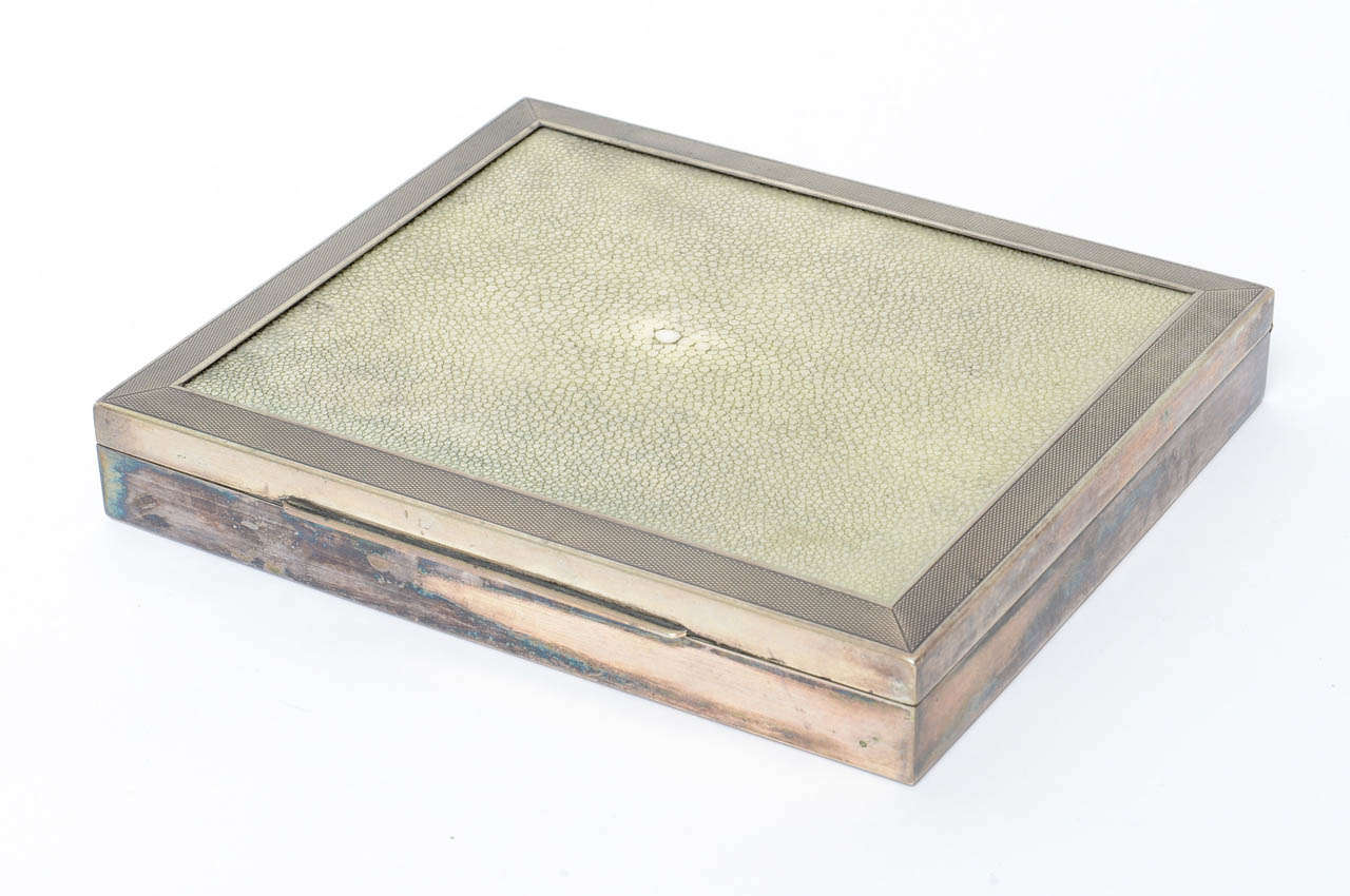 British Shagreen and Silver Plated Box