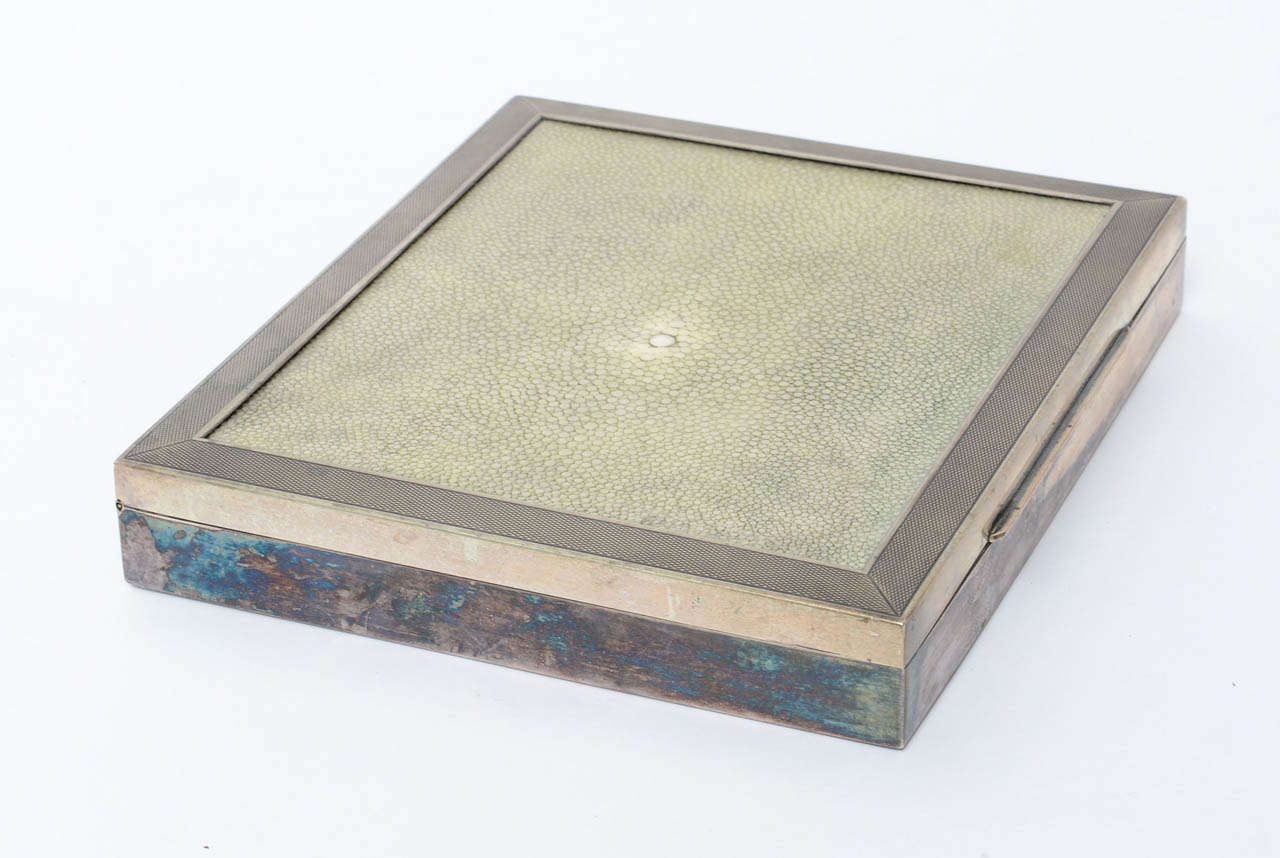 Shagreen and Silver Plated Box In Good Condition In West Palm Beach, FL