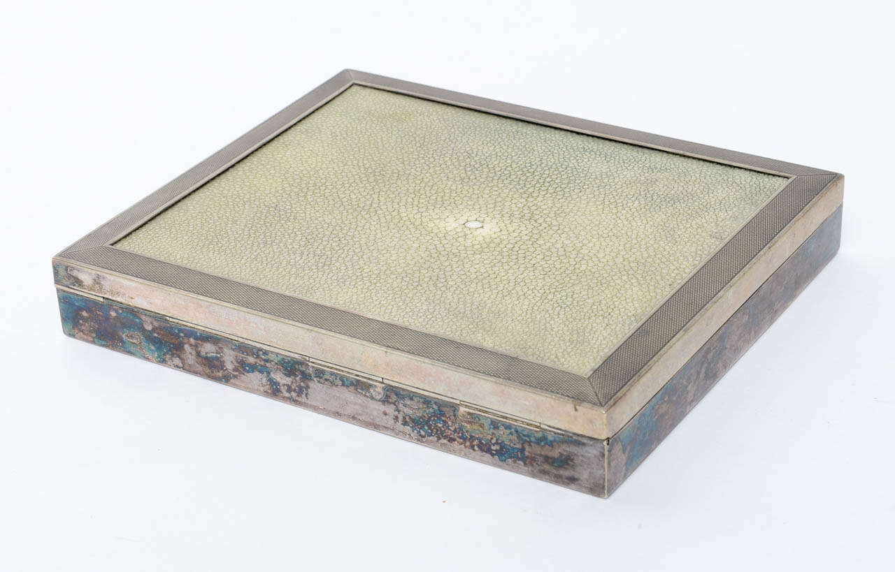 Mid-20th Century Shagreen and Silver Plated Box